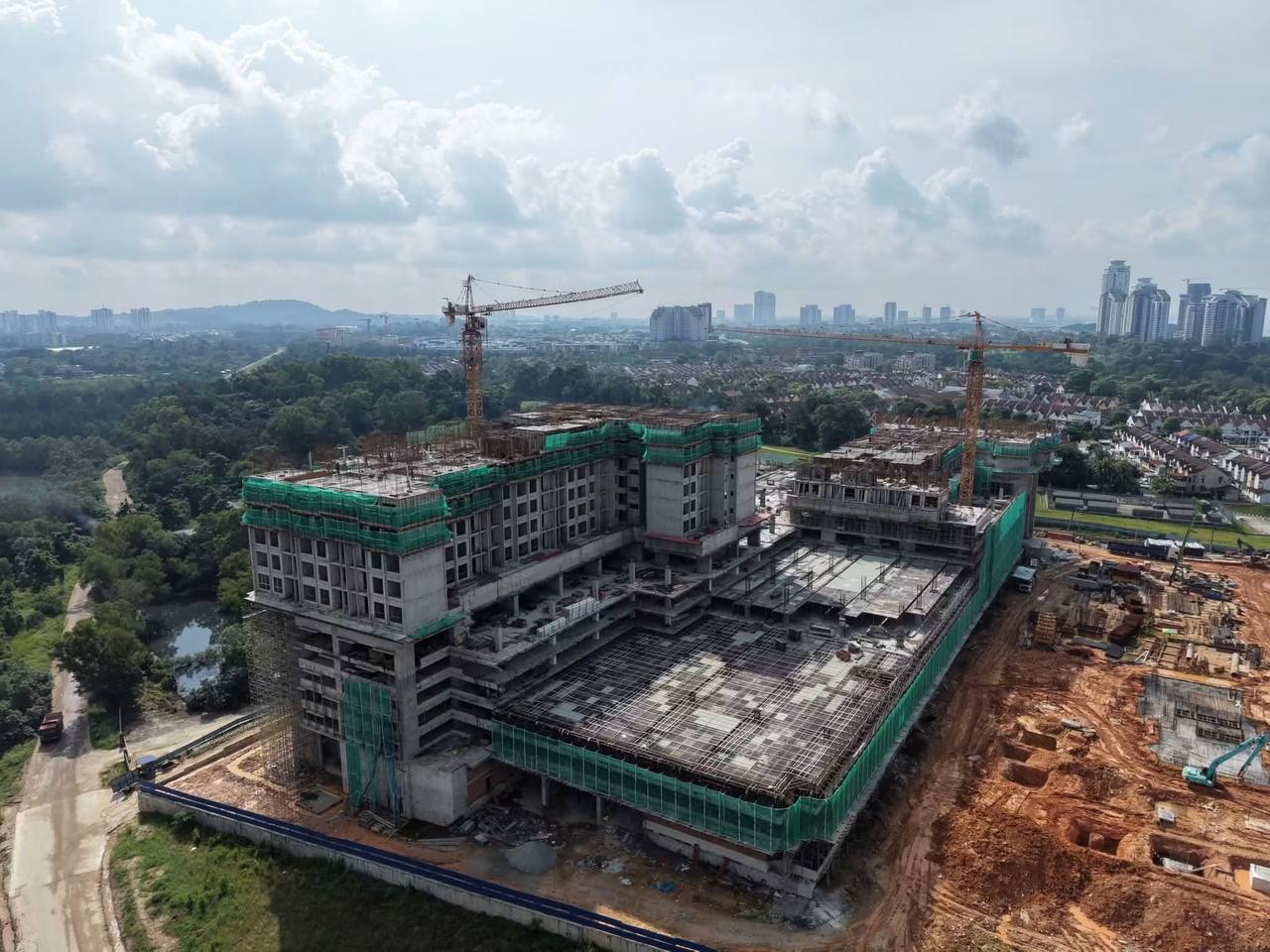 Aerial construction progress view, angle four